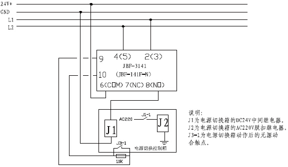 JBF-141F-N輸入輸出模塊控制強(qiáng)切(分勵(lì)脫扣器)類設(shè)備接線